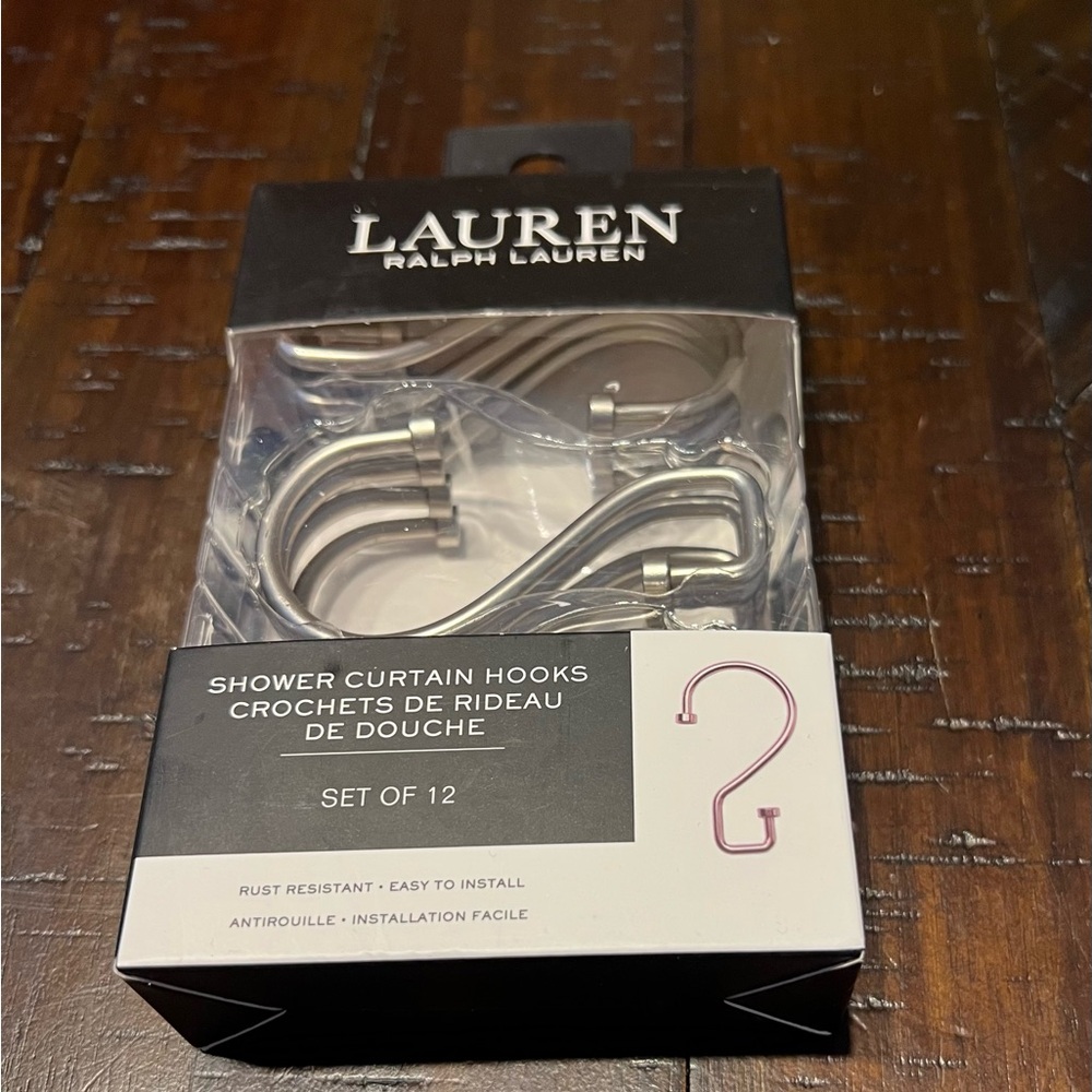 Lauren Ralph Lauren Rust Resistant Shower Curtains Hooks Set of 12